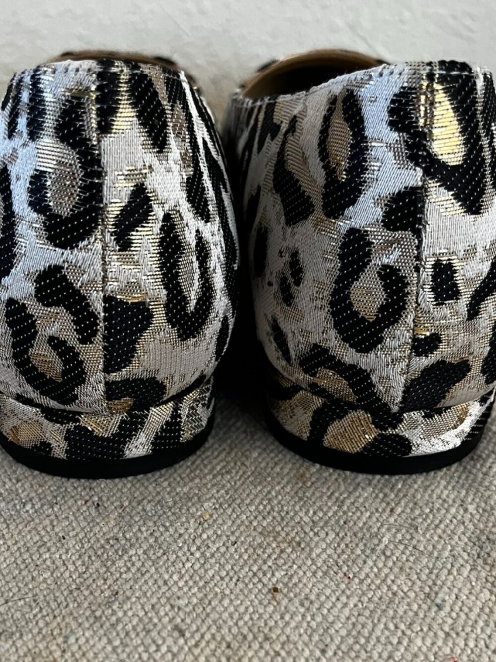 Talbots Woman's Edison Jacquard Metallic Leopard Flats Sz 8 - Picture 8 of 12
